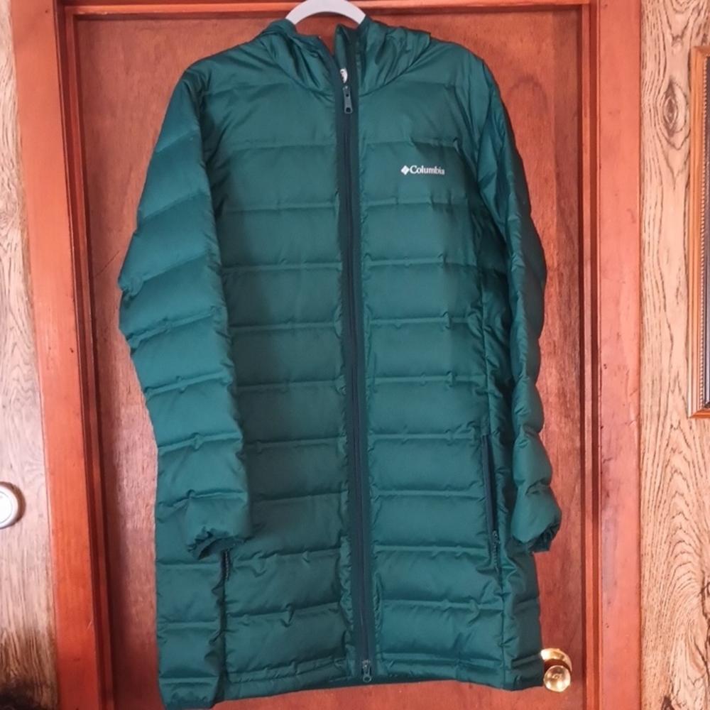 Columbia Teal Long Puffer Jacket